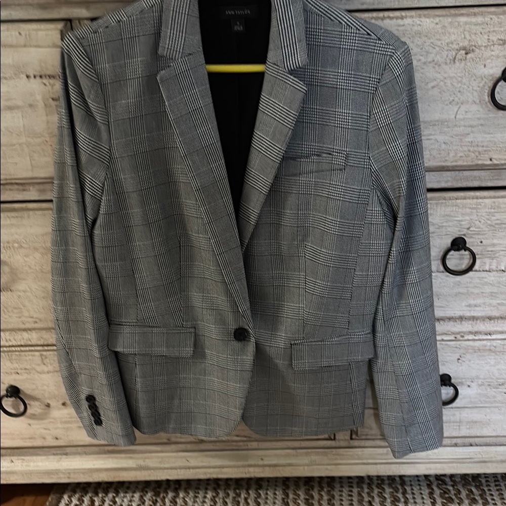 Classic Gray Plaid Blazer